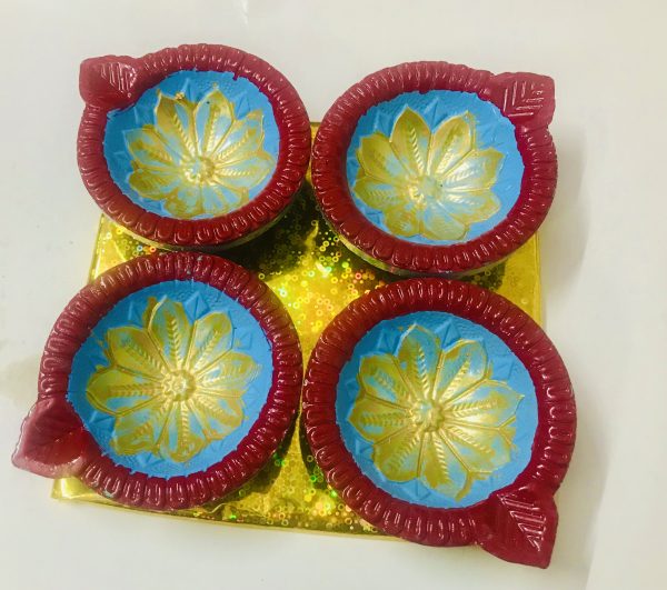 Colorful Big Sized Clay Diyas set of 4