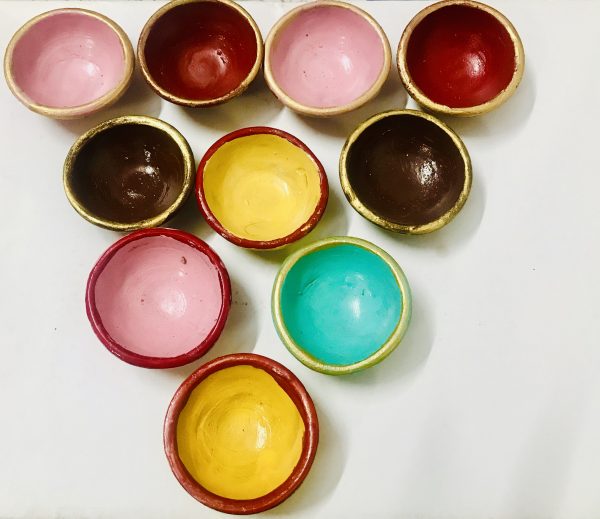 Plain Multicolored Clay Diyas Set of 10