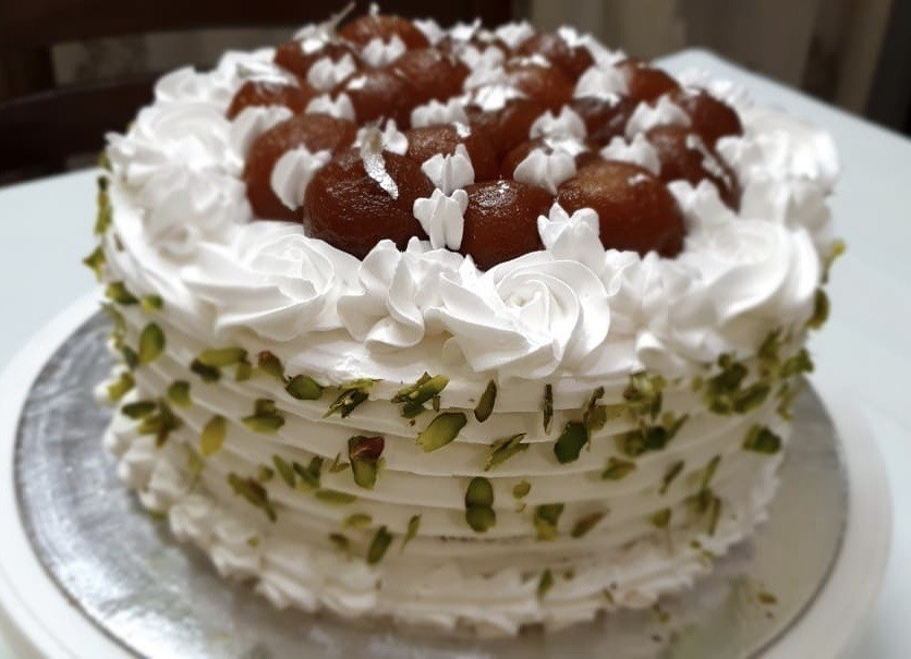 Eggless Gulab Jamun Cake - Cooking From Heart